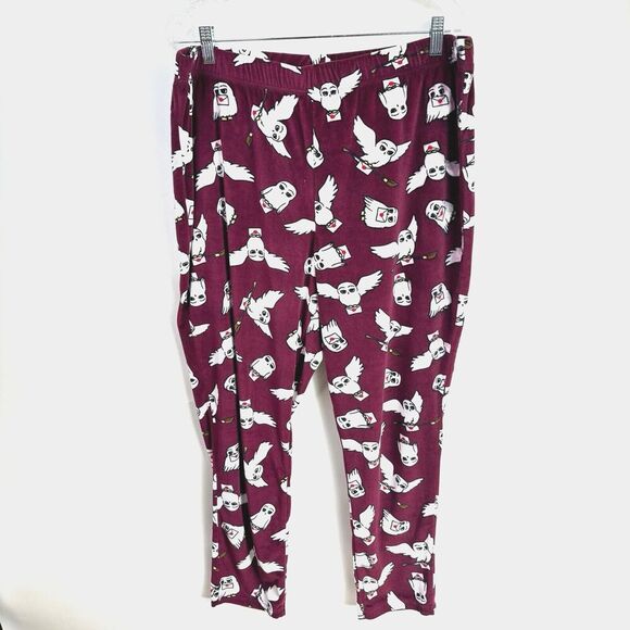 Harry Potter PJ Set 2 Piece Brick Red XL (16-18) Hogwarts Owl Hedwig Girls - Picture 5 of 14